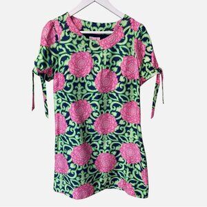 Lilly Pulitzer Silk Dasha Floral Tie Sleeve Shift Dress Women's size 2